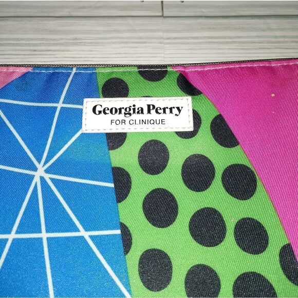 Georgia Perry for Clinique Cosmetic Makeup Bag Zipper Pouch 9 x 6 inch - Picture 5 of 8